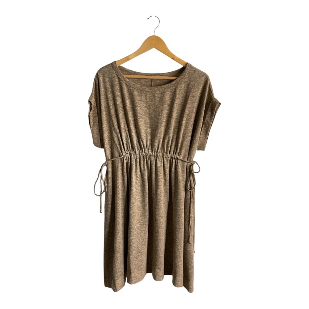 Annabelle Short Sleeve‎ Midi Dress in Taupe Brown